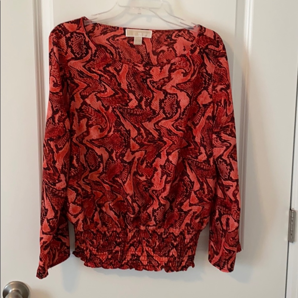 Michael Kors large red snakeskin top blouse shirt